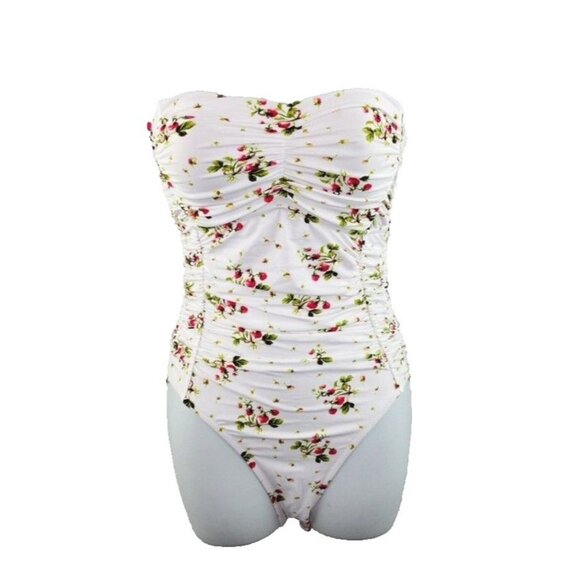 J.Crew Women's $128 Long Torso One Piece Swimsuit Strawberry Floral Size 0 BF255 - Picture 1 of 6